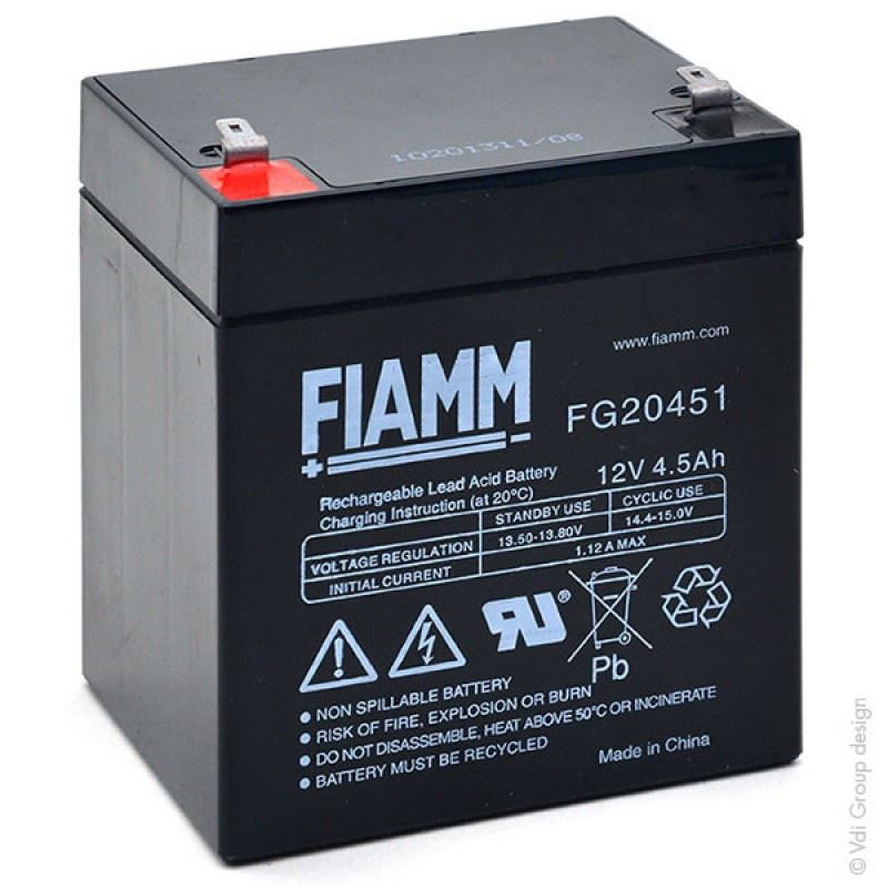 Fiamm 12v 4.5 AGM- Batería Alarmas, Batería Sais, Baterías Juguetes, Baterías Incendios - Imagen 1