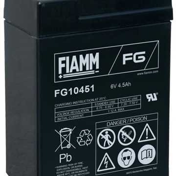 Fiamm 6v 4.5Ah AGM - Batería Alarmas, Batería Sais, Baterías Juguetes, Baterías Incendios - Imagen 1